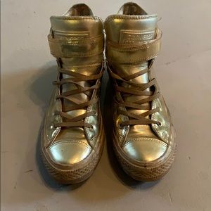 Gold Converse High Top Velcro Strap